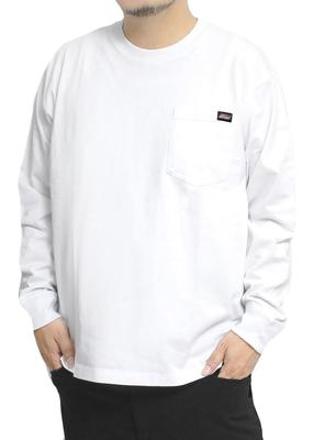 Genuine Dickies Men's Long Sleeve T-Shirt, Pocket, Logo Print, Crew Neck, Size 3L, White (09)