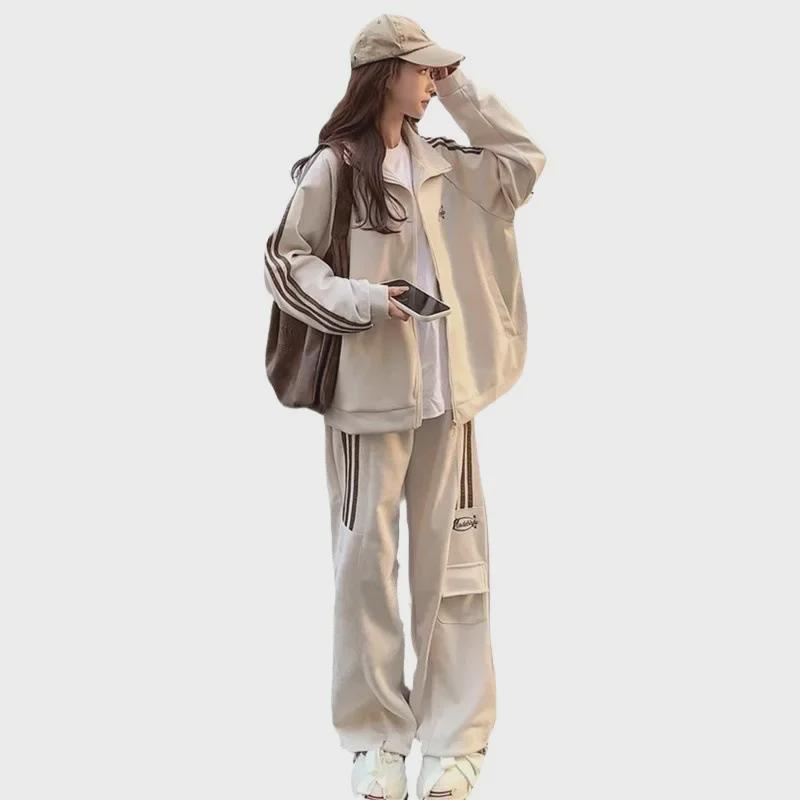 Plus Size Autumn Fashion Sweater & Casual Sports Two-Piece Set for Women (Fits 200-300 Lbs)