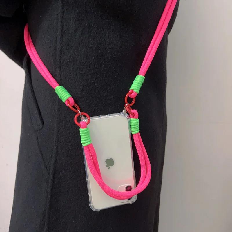Crossbody Necklace Lanyard Transparent Phone Case for Iphone 15 14 13 11 12 Pro Max MiNi XR X XS 7 8 Plus SE 2020 Soft Cover