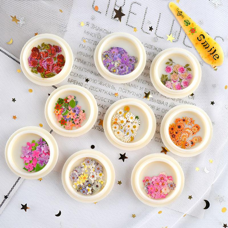 50 Pcs/Box Nail Art Charms Color Mixed Small Daisy Flower Rose Ultra Thin Wood Pulp Patch Diy Nail Art Jewelry Nail Accessories