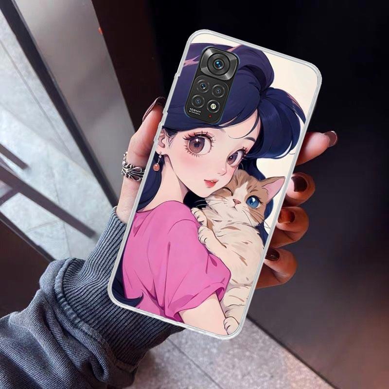 Cute Anime Ins Girls Animal Cat Phone Case For Xiaomi Redmi Note 10 11 12 13 14 15 Pro Plus 11S 12S 14S 11T 11E 10S Soft TPU Bac