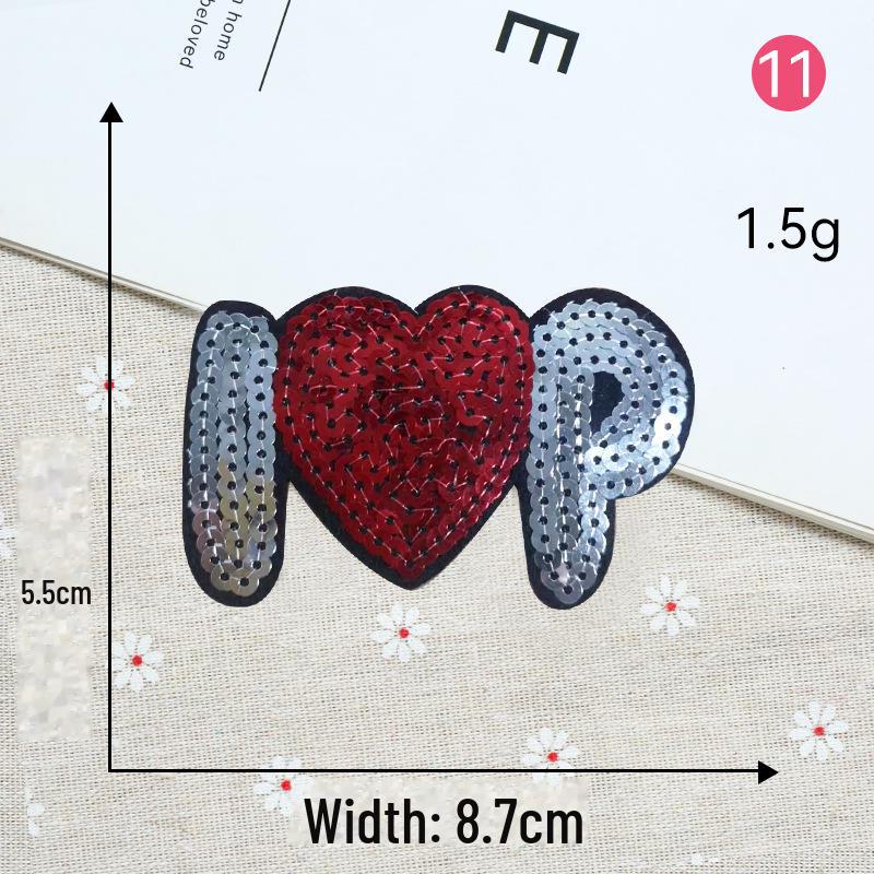Smiley Face Embroidery Patch Sequin Love Label - Eyes Clothing Decoration.