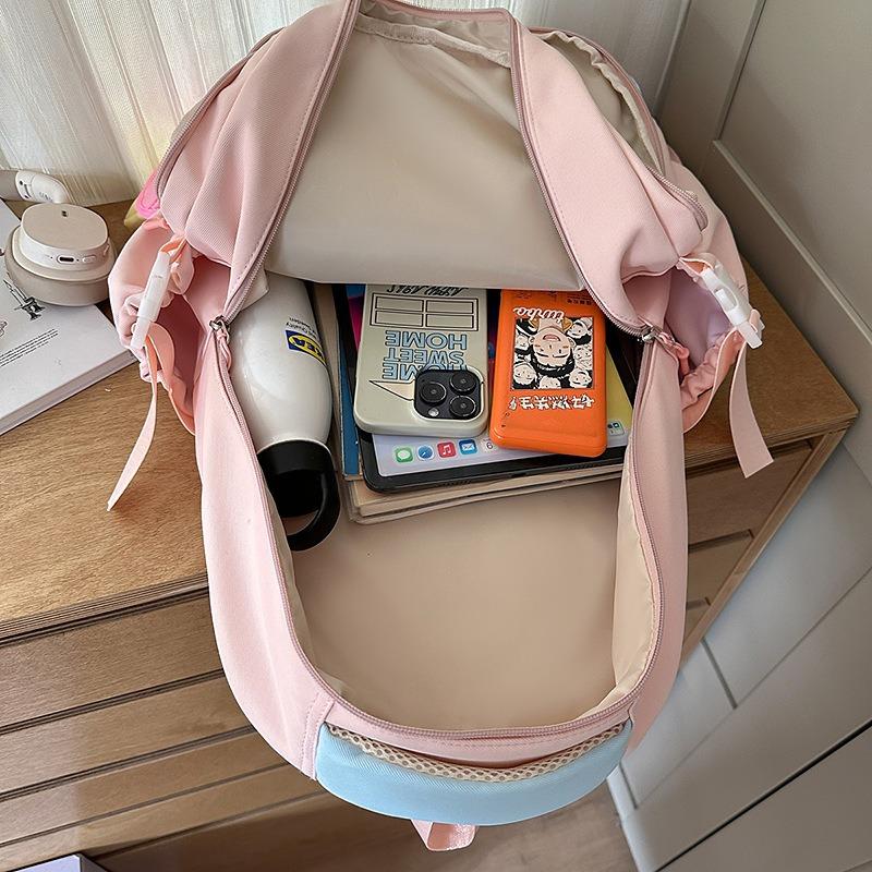 New high-value, fresh and sweet backpack, color-contrasting splicing large-capacity backpack for junior and high school students