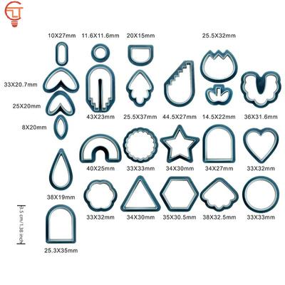 Polymer Clay Earrings Cutters 18 21 24 Pieces Geometric Mould Set for DIY Handmade Jewelry Baking Crafters Gift