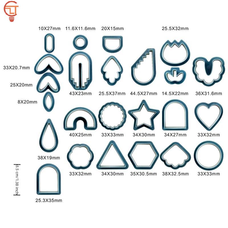 Polymer Clay Earrings Cutters 18 21 24 Pieces Geometric Mould Set for DIY Handmade Jewelry Baking Crafters Gift