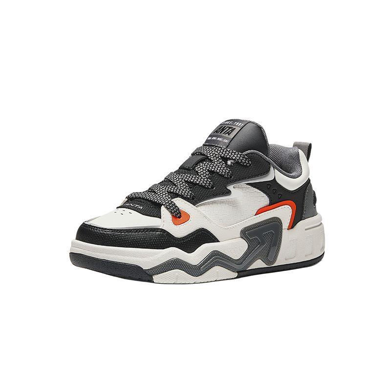 Anta Kids Lifestyle Series Trendy Fashion Non-Slip Wear-Resistant Low-Top Kids Skate Shoes Men sneaker Ivory-White 312518008-2