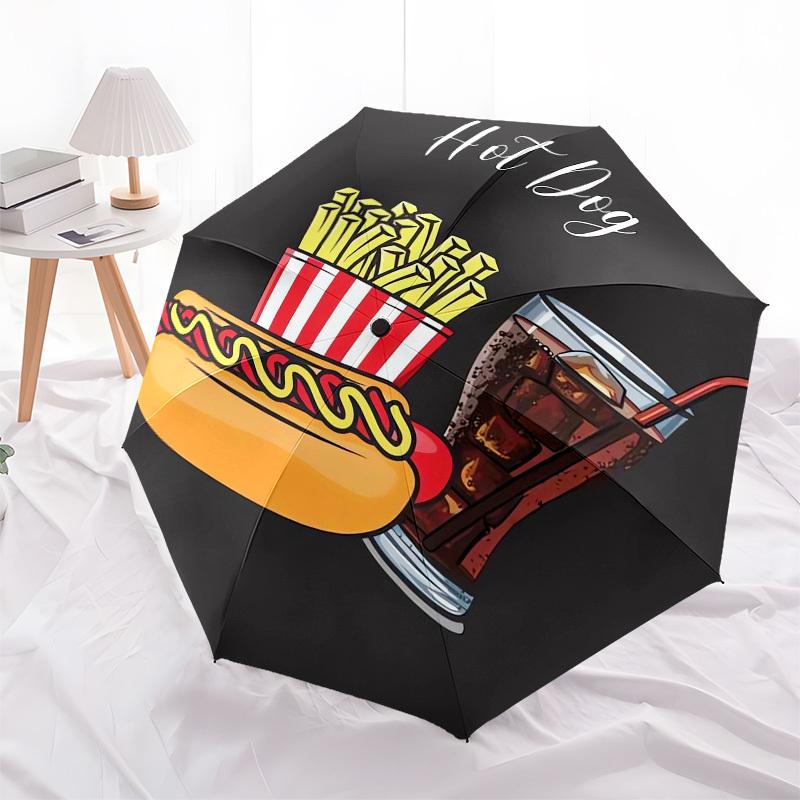 1pc Hot DogFast Food Themed High-quality Umbrella,Automatic Opening and Closing Umbrella,Multi-functional Umbrella G0811273
