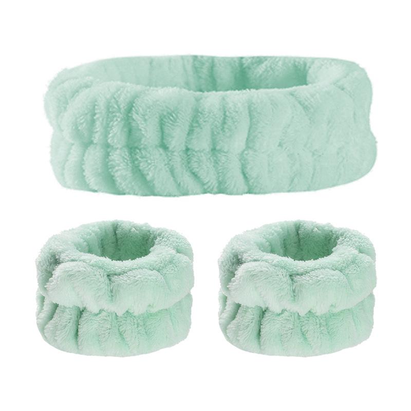 Plush Flannel Absorbent Wristbands & Splash-Proof Headband Set