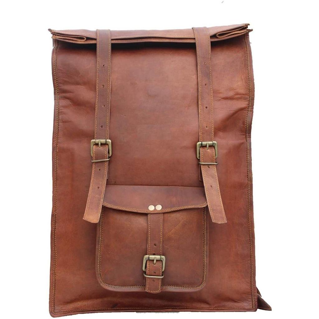 Rucsac pliabil din piele naturală de capră pentru bărbați, rucsac pentru laptop