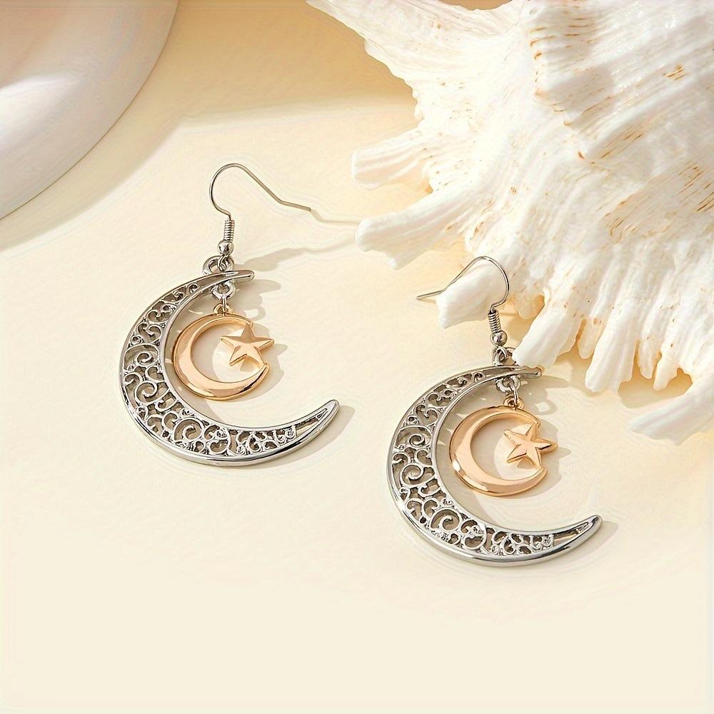 

New Earrings Vintage Hollow Moon Crescent Earrings Trendy Double Crescent Earrings