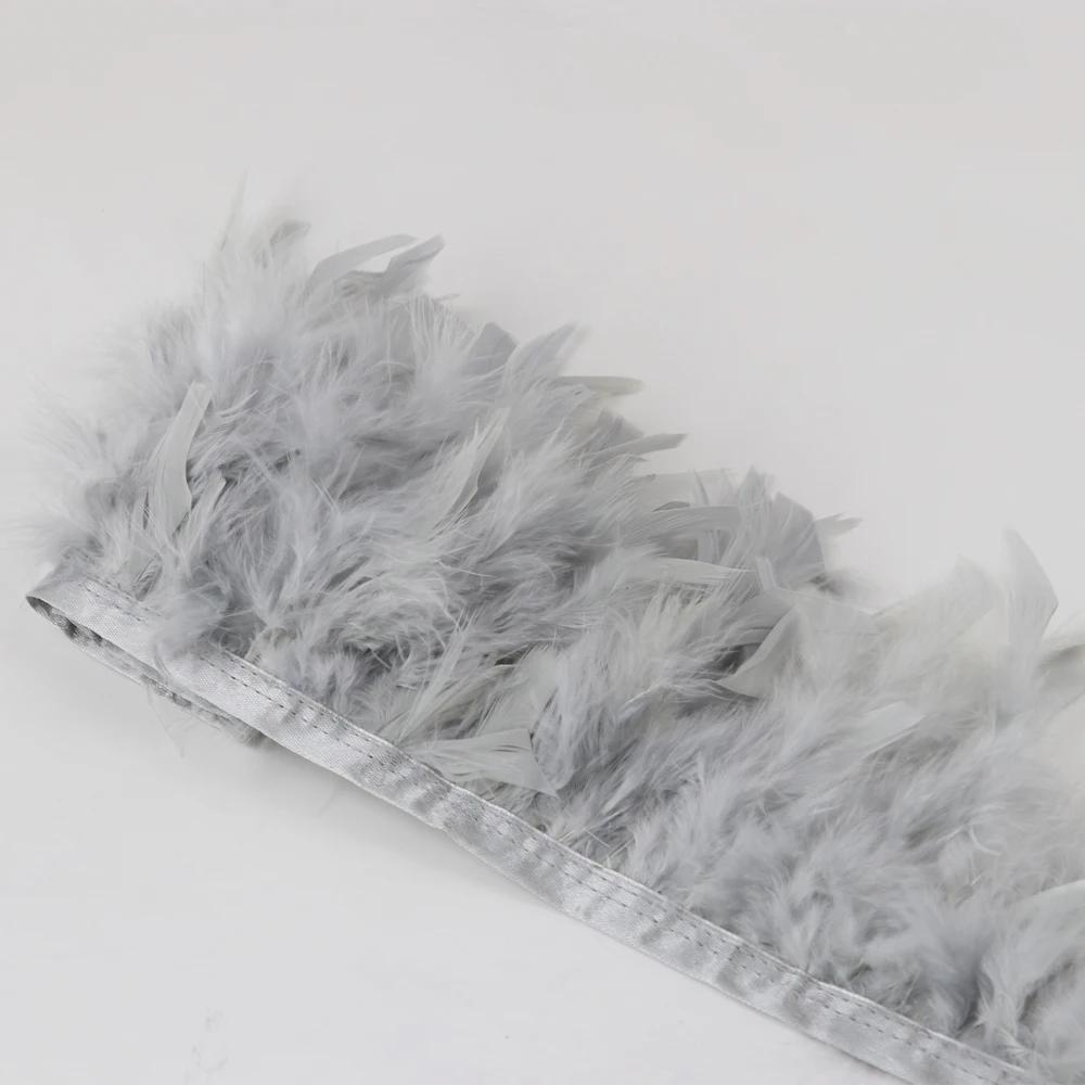 1Meters Natural Turkey Feathers Trim Height 10-15Cm Wedding Clothing Dress Decoration Diy Feather Ribbon Sewing Crafts