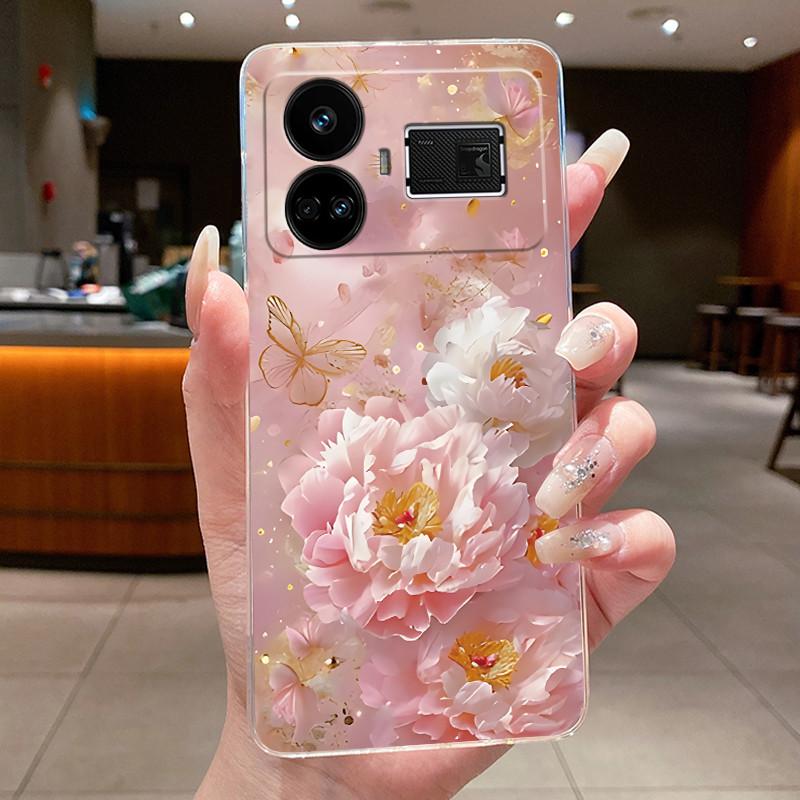 Case For OPPO Realme GT5 240W Flower Butterfly Protective Casing For Realme GT 5 240W Transparent Soft Silicone TPU Phone Cover