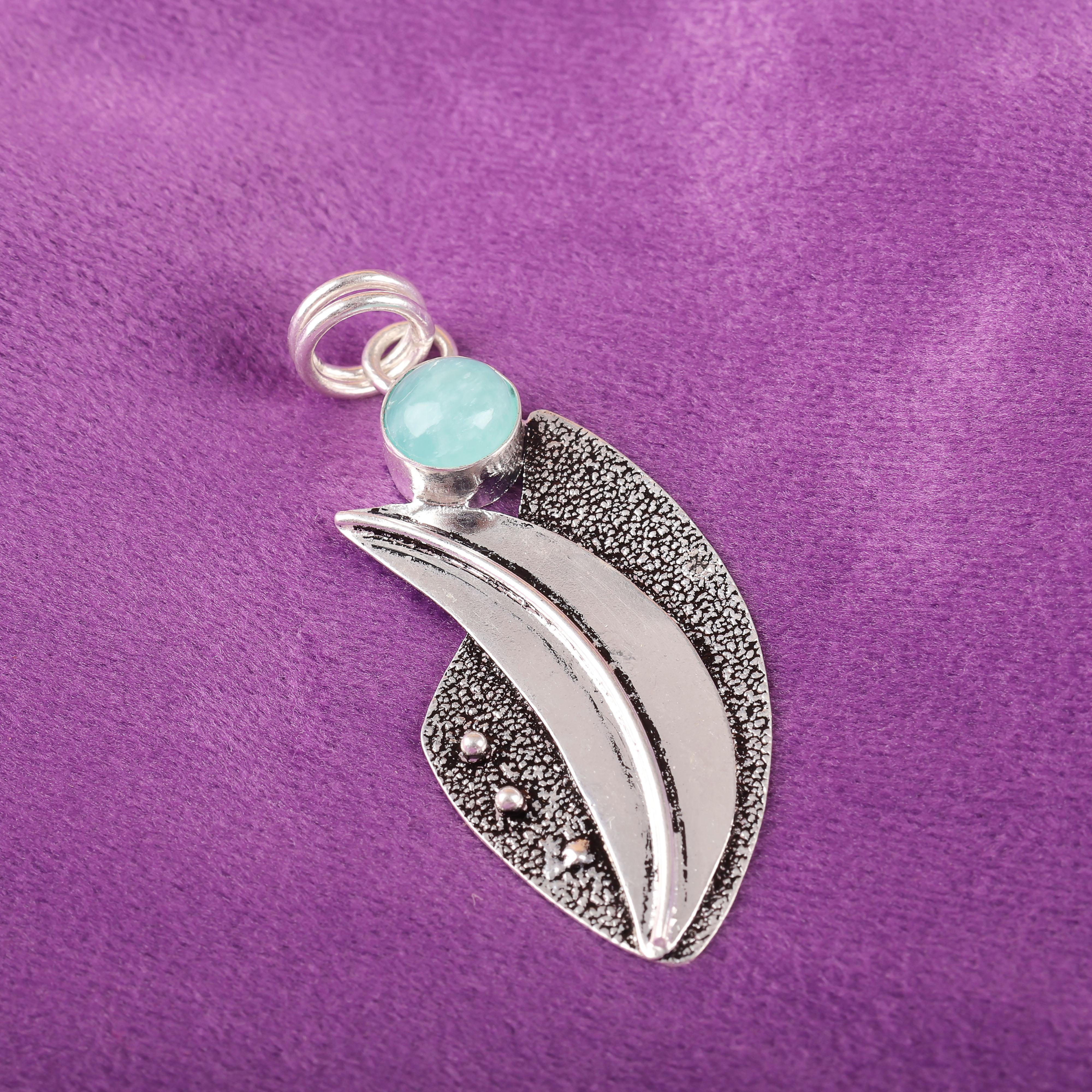 

Украшения из амазонита, Подвеска из стерлингового серебра 925 пробы, Ювелирные изделия с драгоценными камнями ручной работы, Подарки для жены, Подвеска для свадебного подарка 2.05 Inches синий