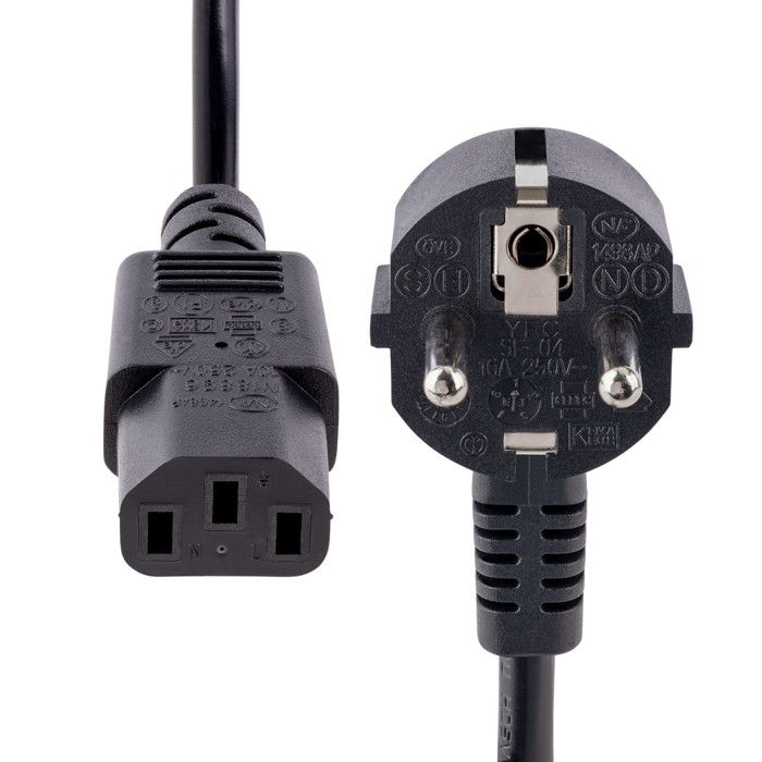 Strømkabel - StarTech - 3m - Schuko CEE 7/7 - C13 - 18AWG - 10A 250V - Svart