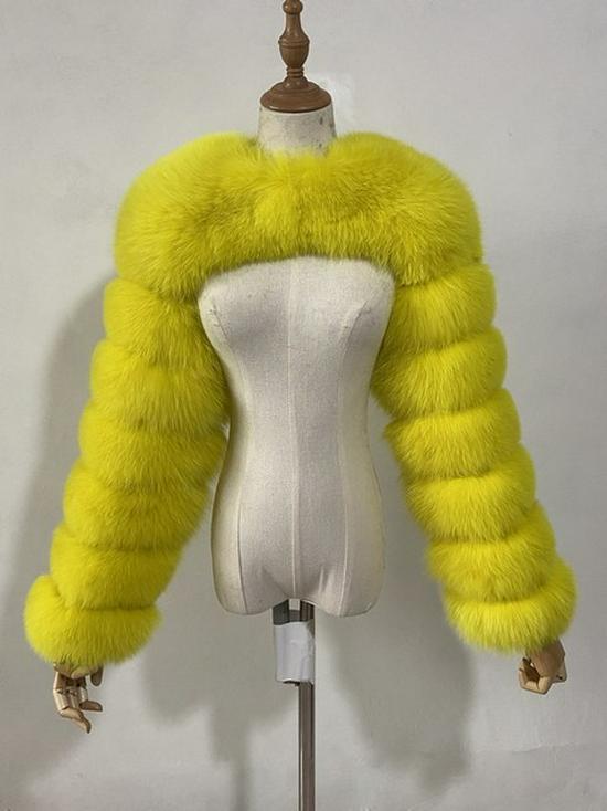 

Women s Ultra-Short Faux Fox Fur Coat - Autumn/Winter Collection 2XL