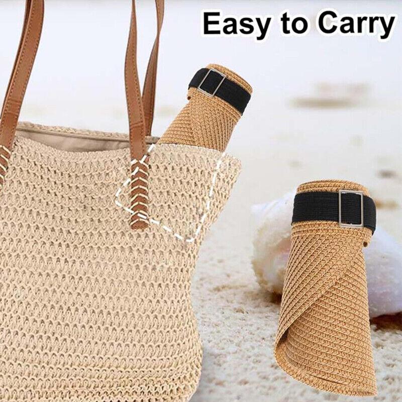 Summer Women's Wide-brimmed Sun Hat Foldable Solid Color Leisure Holiday Empty Top Breathable Straw Hat UV-proof Beach Hat