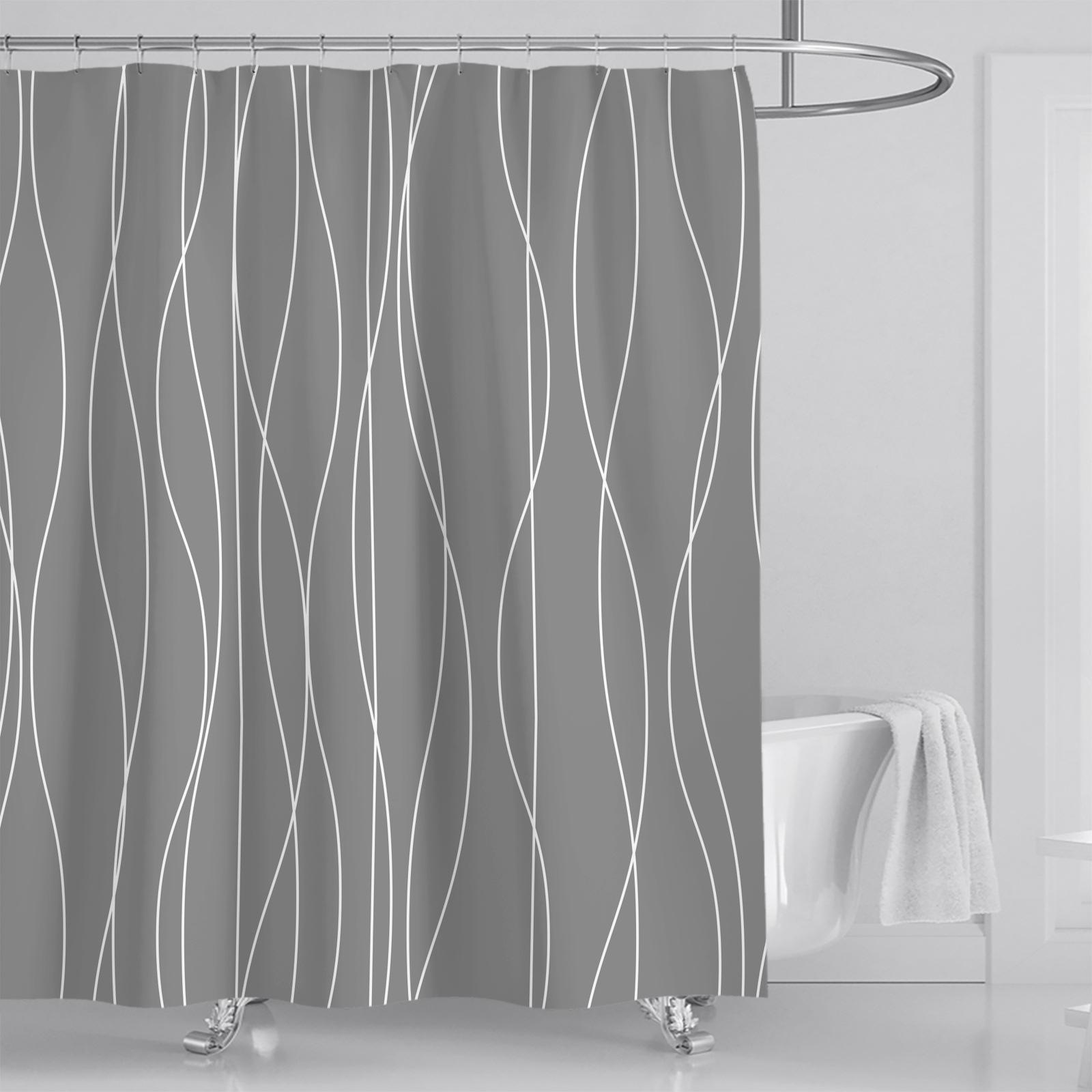 

Fashion Striped Printing Shower Curtains Waterproof Thick Bath Curtains for Bathroom Bathtub Large Wide Bathing Cover with Hooks 150x180cm