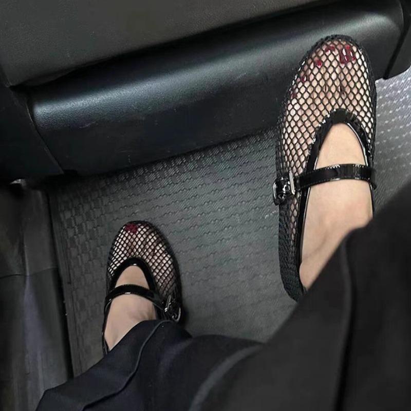 New  Summer Women's Mesh Ballet Flat Shoes Woman Large Round Head Breathable and Comfortable Female Fashion Sandals