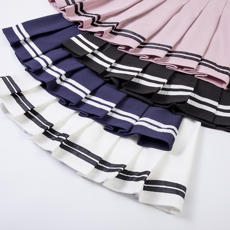 Kvinnor Söt veckad kjol Preppy Style Mini High Waist Kjol Flickor Vintage Kjolar