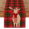 Linen Christmas Table Flag with Snowman & Santa Prints - Festive Table Mat Decorations