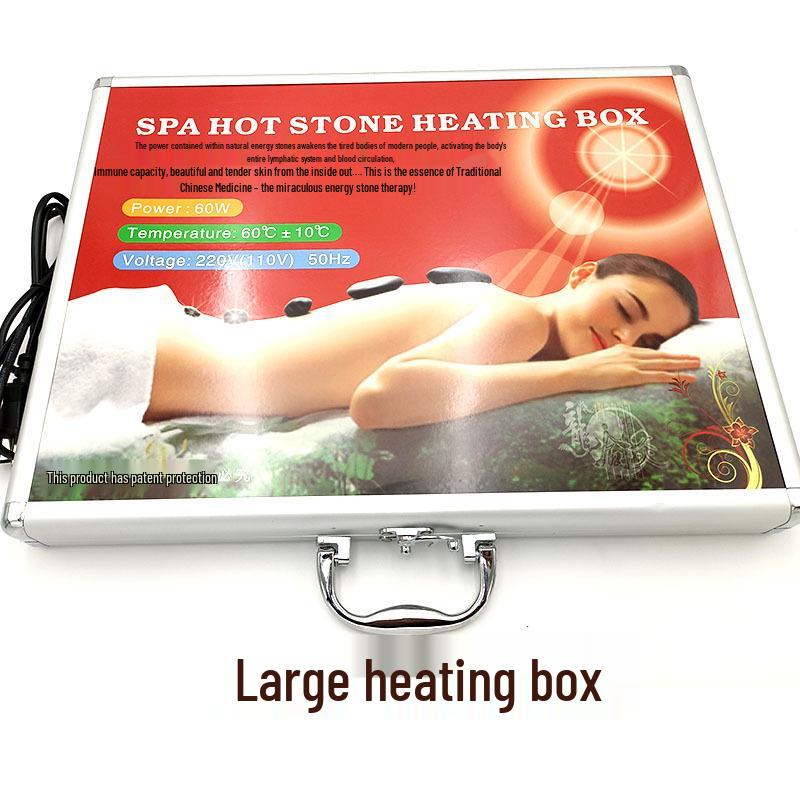 20-Piece Volcanic Energy Stone Massage Set with Heating Box and Essential Oil