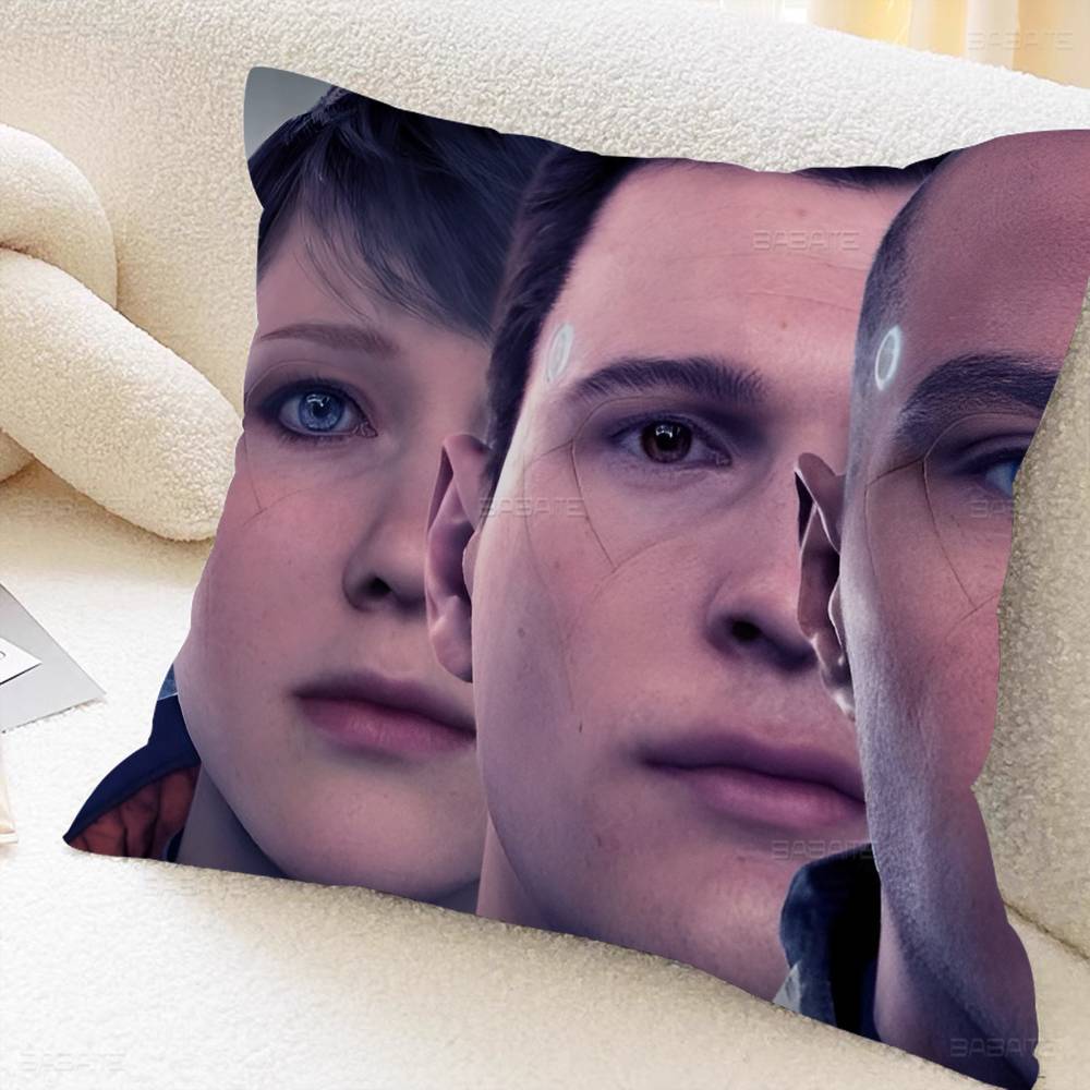 

D-Detroit B-Become H-Human Pillow Cover Sofa Cushion Cover Home Room Decoration Children Gift 12x12Inch