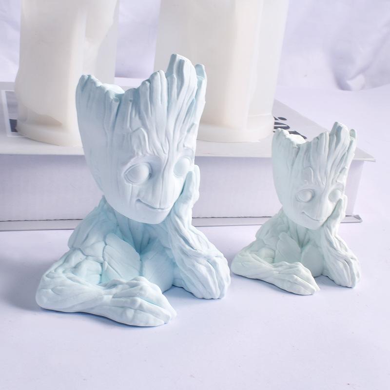 1Pc New 3D Three-dimensional Big Tree Man Candle Mold DIY Diffused Plaster Tree Man Groot Scented Candle Mold