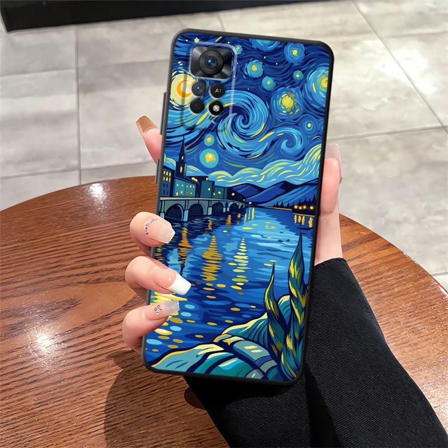 Oil Painting Art Black Soft Phone Cover Case for Xiaomi Redmi Note 12s 7 8 10S 11s 9 10 11 12 Pro 13 14 Pro Plus 9S