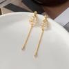 Cold Wind Long Fringed Earrings Women's High-end Niche Design Earrings Tulip Zircon Temperament Versatile Earrings