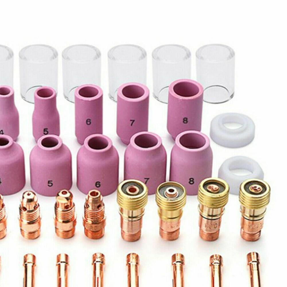 49Pcs TIG Welding Torch For Stubby Gas Lens #10  Glass Cup Kit For WP-17/18/26