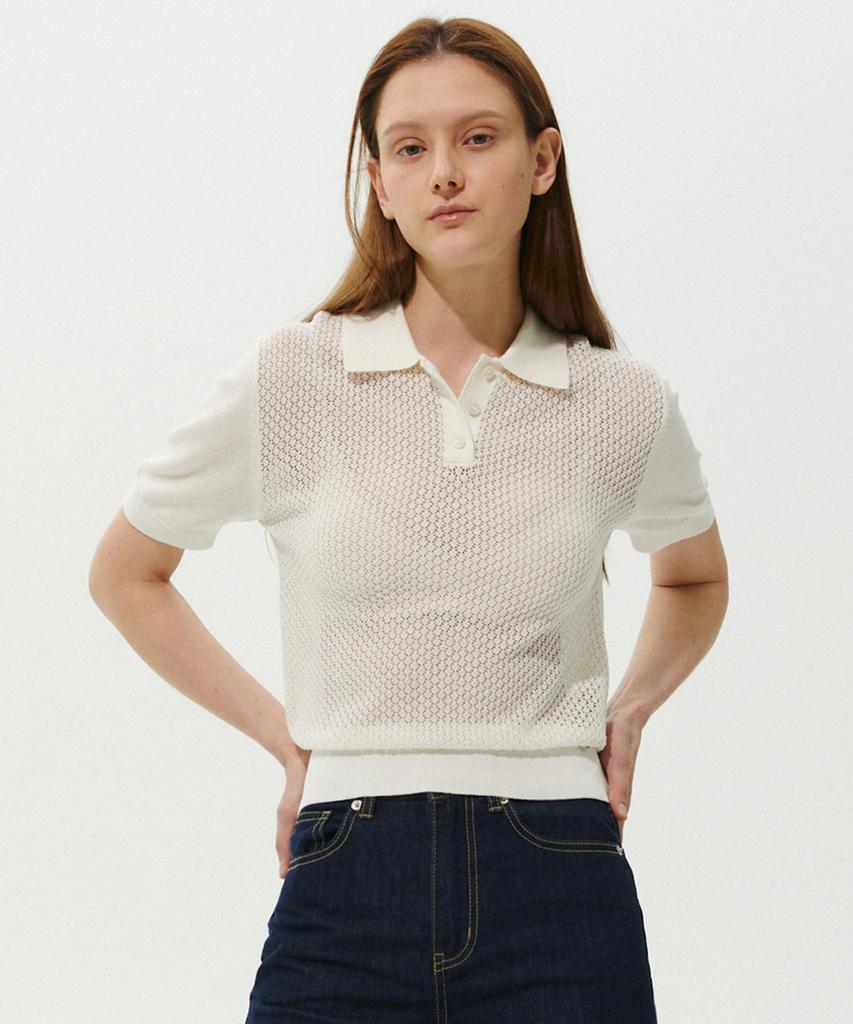 PLAC WOMEN Linen Polo Collared Knit 2 Colors