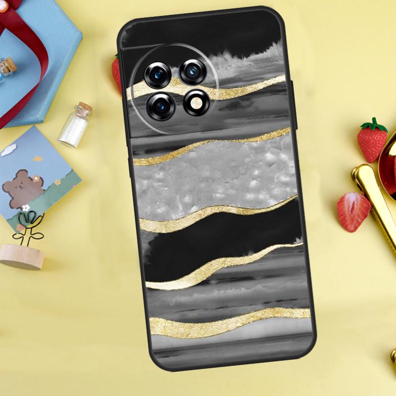 Luxury Gold Foil Art Case For OnePlus Nord 5 CE 2 3 4 Lite N20 N30 OnePlus 10T 12R 13R 13T 10 11 12 13 15 Cover