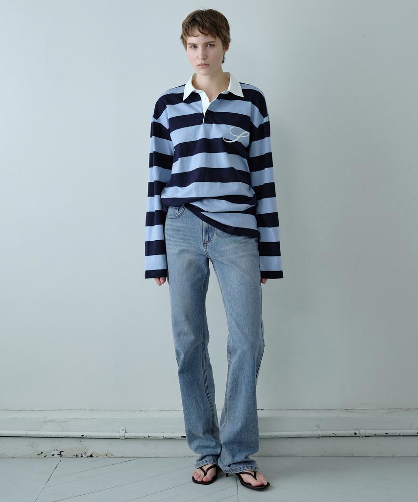 Simeteuligpeosenteu Striped Collar Long Sleeve / Navy
