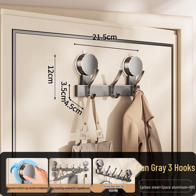 Strong Adhesive No-Drill Suction Cup Door Hook for Clothes and Storage