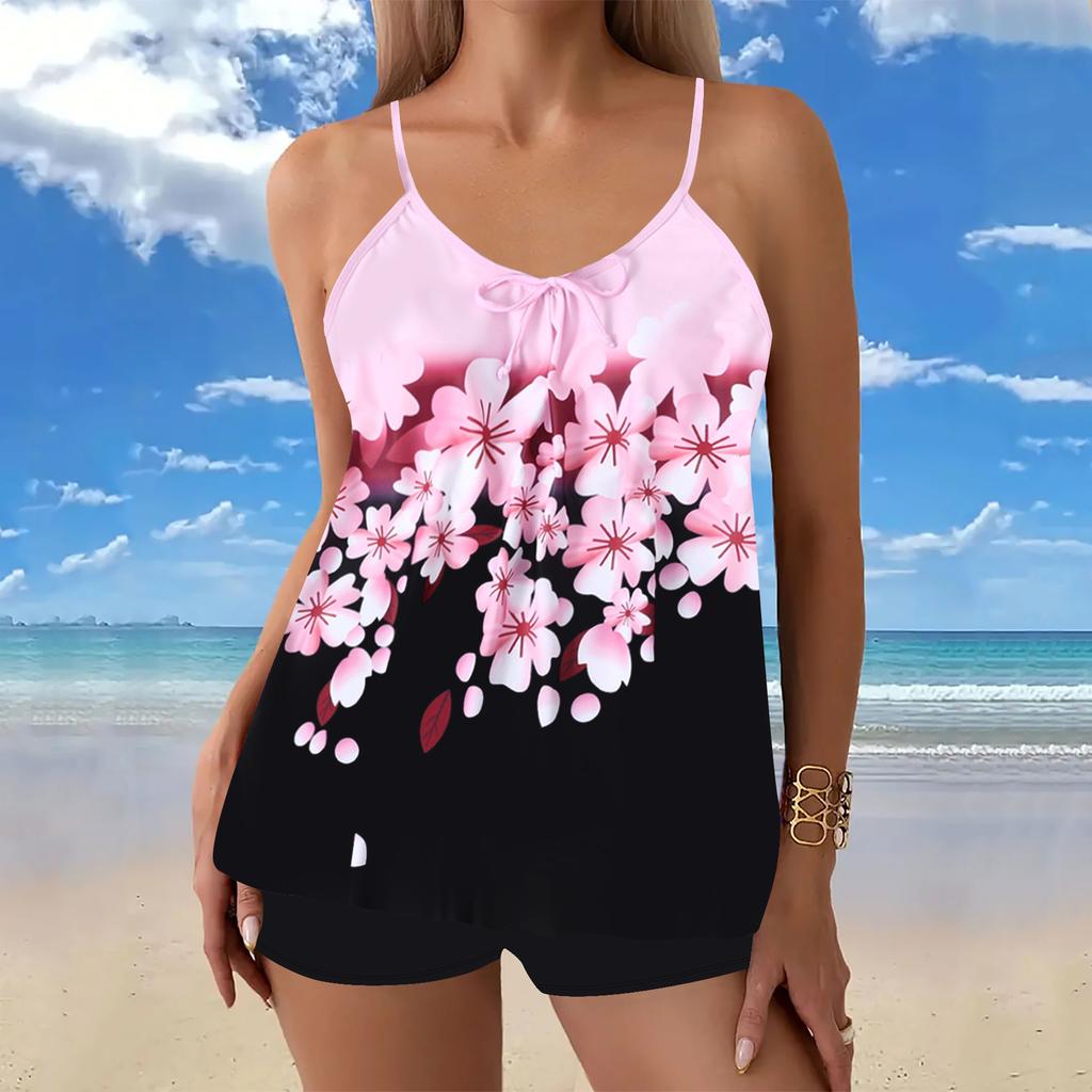 Split Large Size Flat Angle Swimsuit Women's Tankini Women's Printed Swimsuit