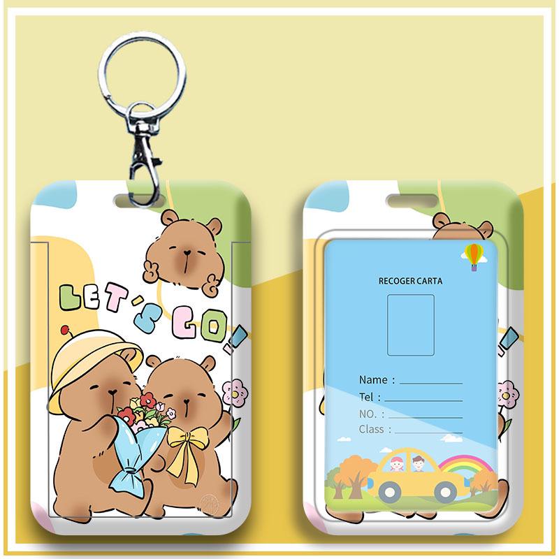 Capybara Cartoon ID & Card Holder Lanyard for Campus, Bus, Subway, and Badge