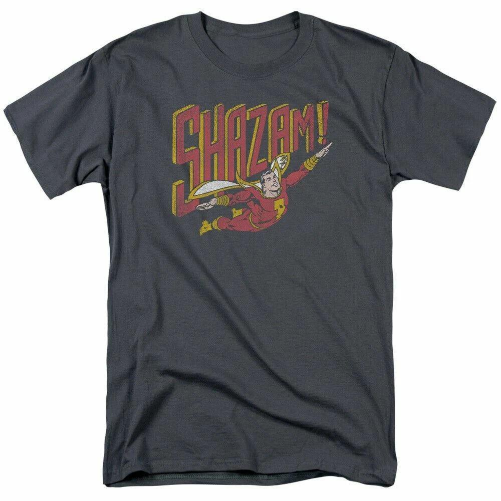 Шазам! Унисекс футболка с принтом Летящая поза в стиле комиксов, цвет угольный M