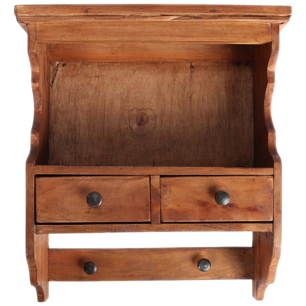 Brown wooden cabinet with drawers, rustic style