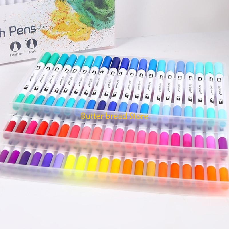 W89C 36/48/60/72/100 Colors Double Ends Brush Pen Marker Set Felt Tip Pen Watercolor Pen for Colouring Books