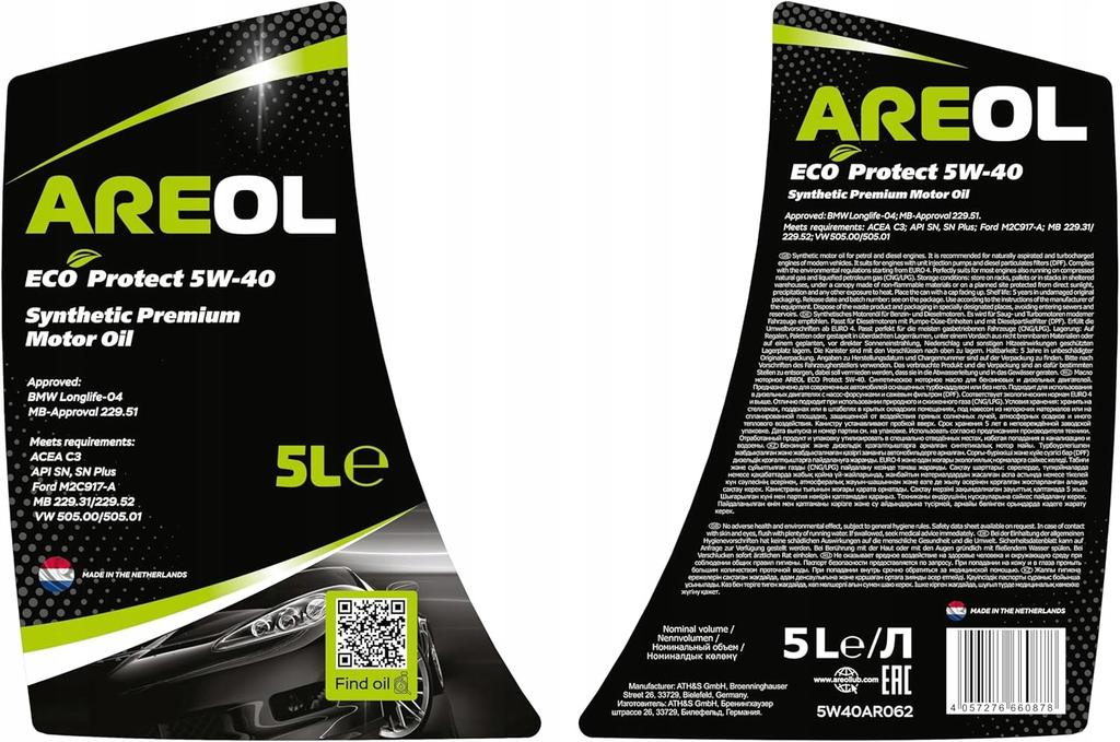 Areol eco protect 5w-40 olej silnikowy 5l