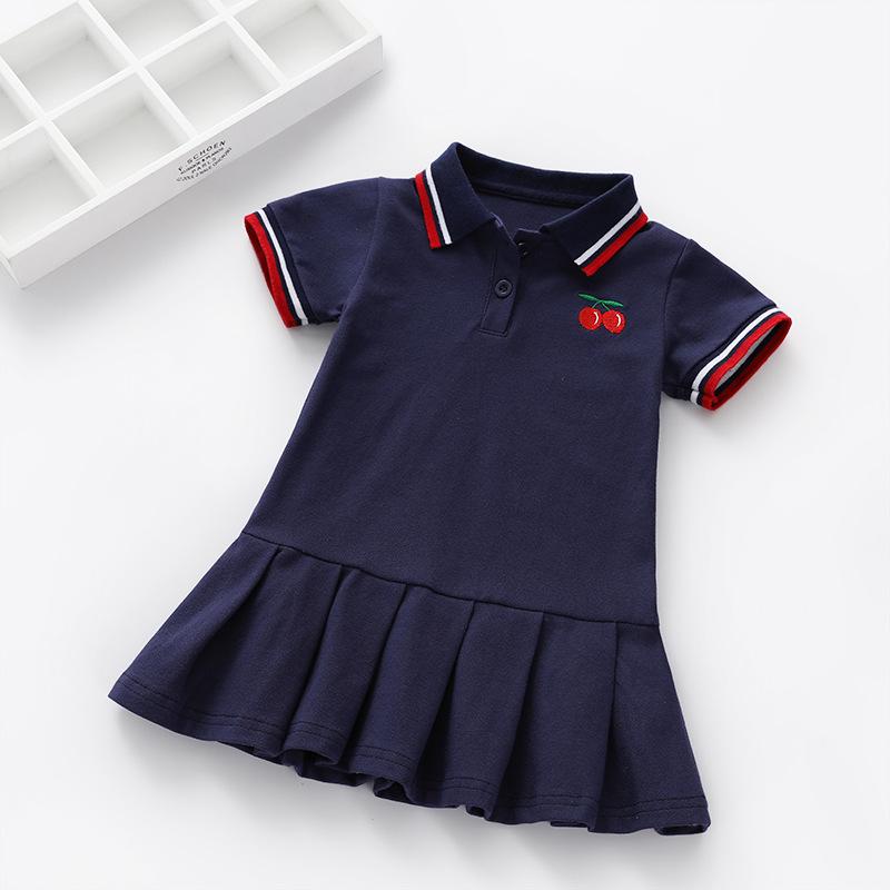 Summer Baby Girls Casual Clothes Dress Cherry Print Short Sleeve Dress Kids Toddler Pageant Dresses