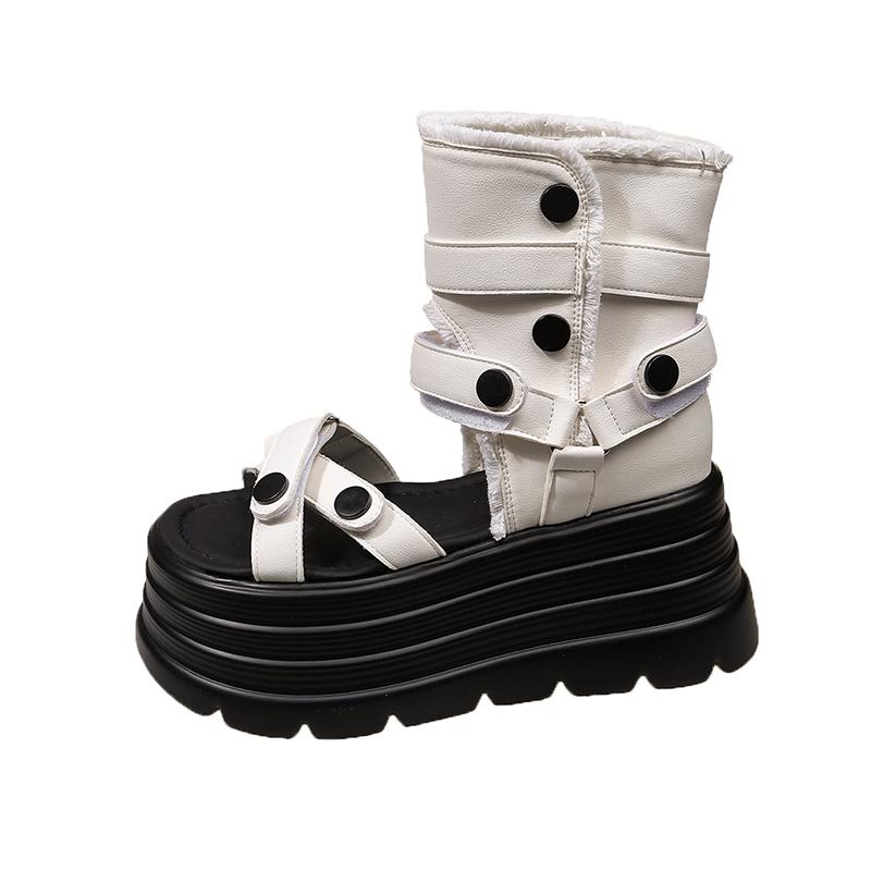 Fashion 8cm Women's Fashion Sexy Roman Sandals Summer Ultra High Heel Wedge Platform Shoes Open Toes Solid Color Sandalias De Mujer