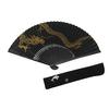 Hasegawa Kyosenzu Gentlemans Fan Dragon Black Base Gold Color Dyed Sekishu Medium Carving Bag Decorative Box