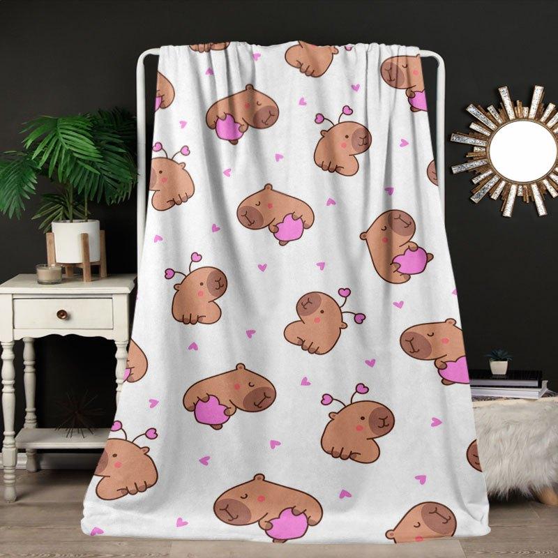 

Kapibara San-x Flannel Throw Blanket Soft Anime Character Design All Season Cozy Comfort for Home Decor Gift 30x40in