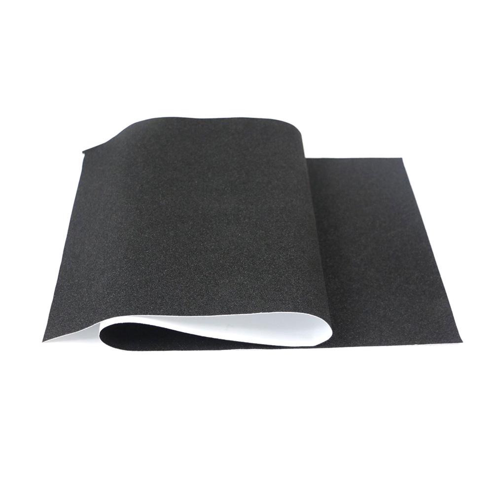 Intermediate Double Kick Skateboard Anti-Slip Sandpaper Sticker - Black, Self-Adhesive, Diamond Sand, 80 Grit.