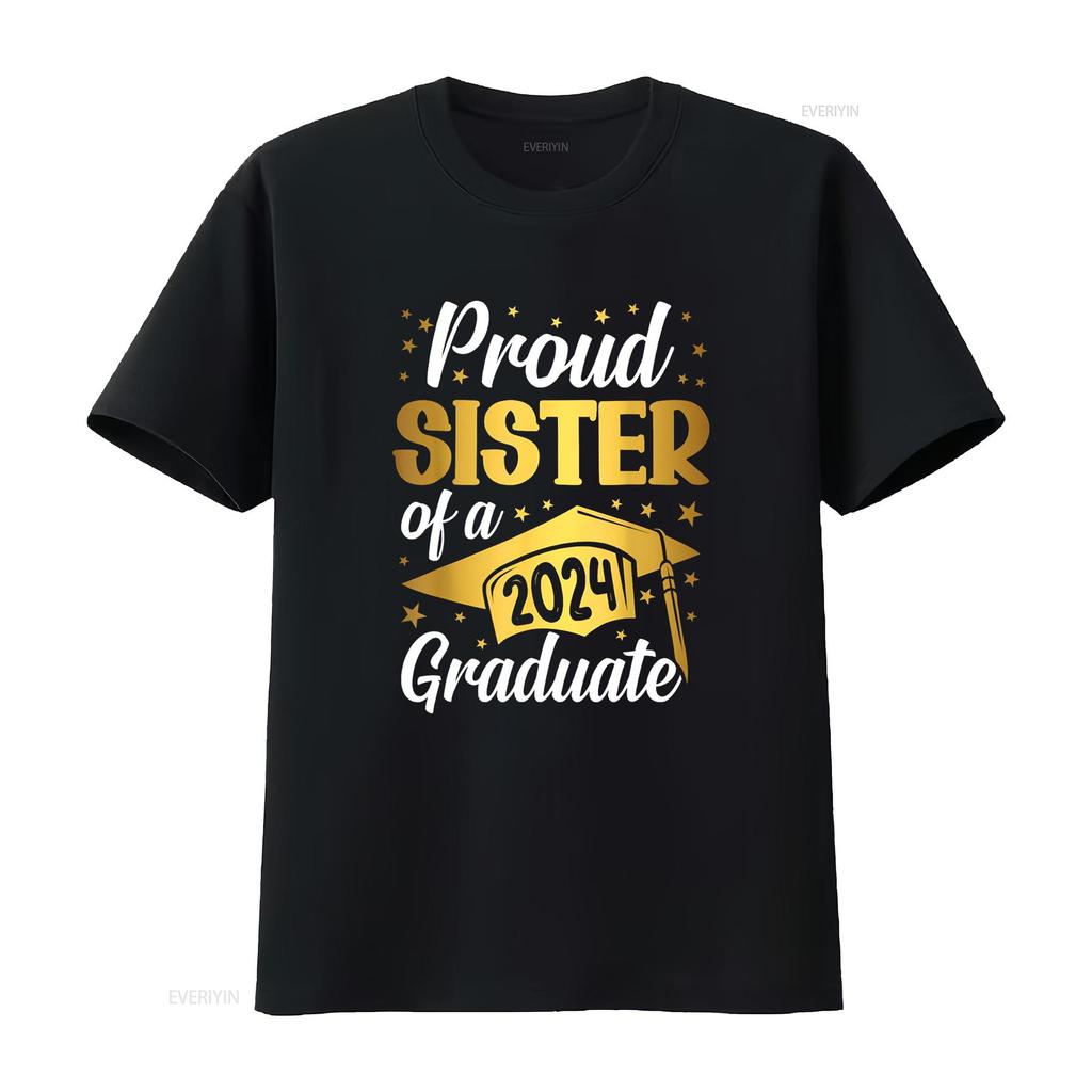Stolze Schwester Eines Absolventen Jahrgang 2024 Abschlussklasse T-Shirt vintage Gewaschen Streetwear Top Für Den Täglichen Gebrauch Grafik Dehnbar
