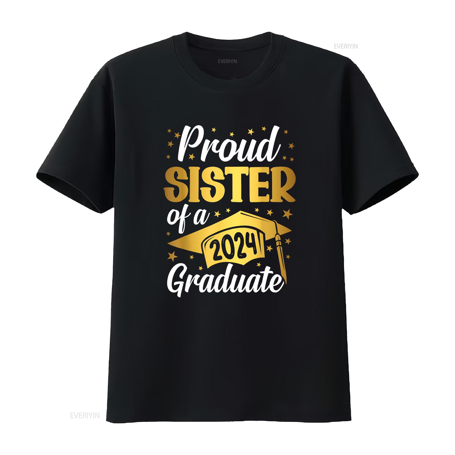 

Proud Sister Of A 2024 Graduate Graduation Class T Shirt vintage Washed streetwear Top For Everyday Wear graphic Stretched 4XL