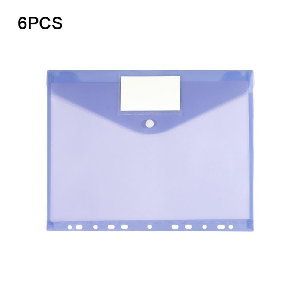 6pcs Colorful Plastic Binder Folders A4 Clear Punched Pockets Snap Closure 11 Holes Label Loose-Leaf School