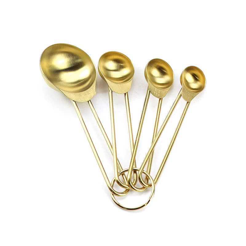 8-Piece Stainless Steel Measuring Cups & Spoons Set with Acacia Wood Handles for Baking & Coffee Seasoning