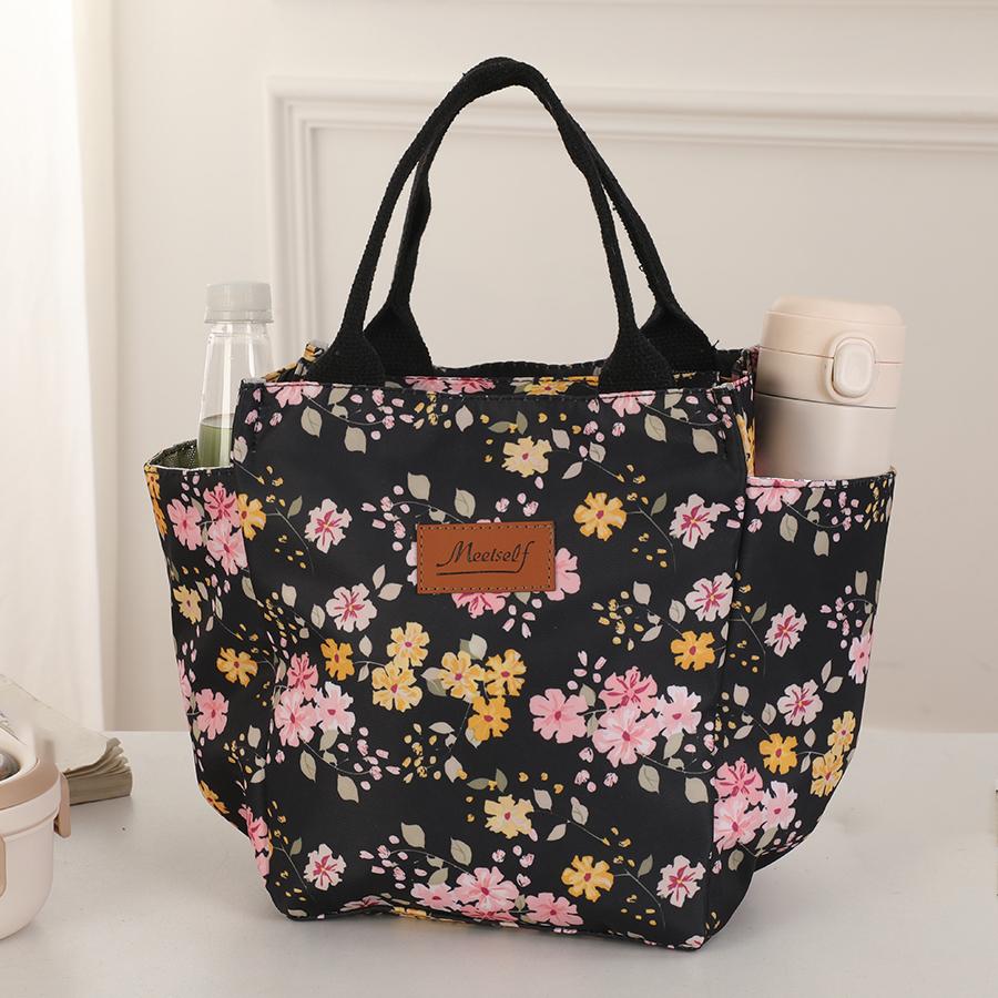 Portable Travel Lunch Box Oxford Cloth Lining with Insulated Layer Stylish Large-Capacity Waterproof Lunch Bag Insulated Lunch B